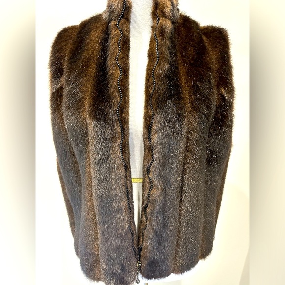 Faux Fur, Rich Brown Zip Front Vest - Picture 1 of 5